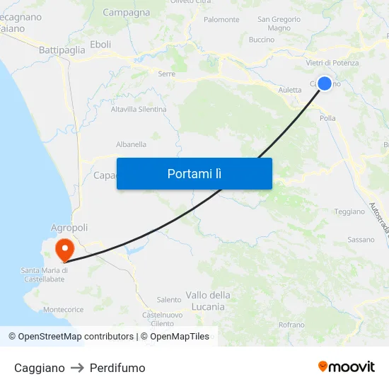 Caggiano to Perdifumo map