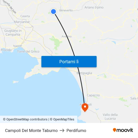 Campoli Del Monte Taburno to Perdifumo map