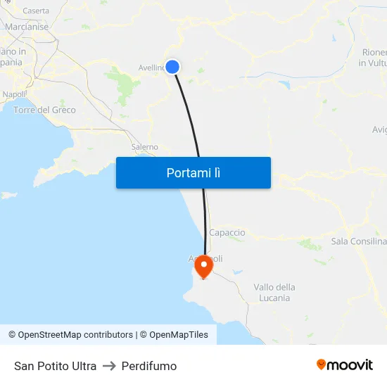 San Potito Ultra to Perdifumo map