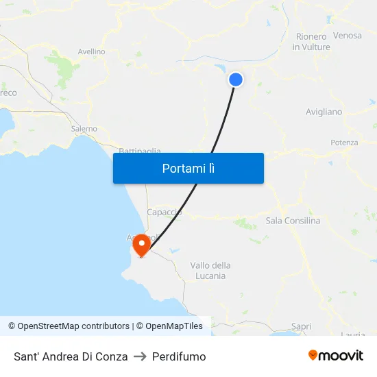 Sant' Andrea Di Conza to Perdifumo map