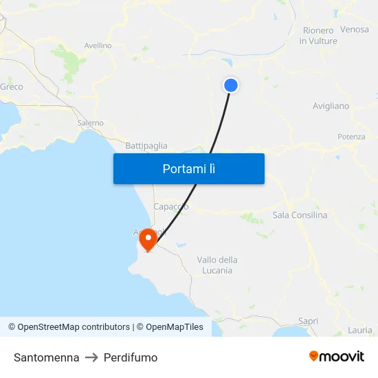 Santomenna to Perdifumo map