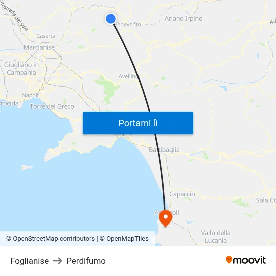 Foglianise to Perdifumo map