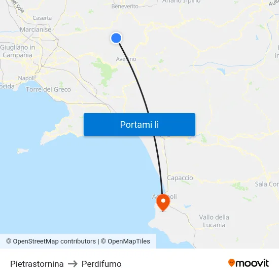 Pietrastornina to Perdifumo map