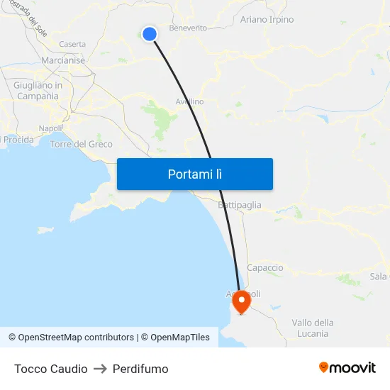Tocco Caudio to Perdifumo map