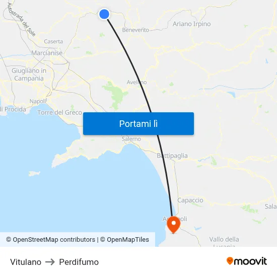 Vitulano to Perdifumo map