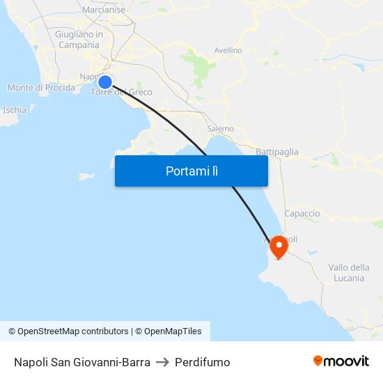 Napoli San Giovanni-Barra to Perdifumo map