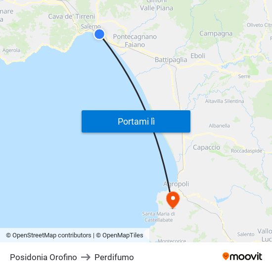 Posidonia Orofino to Perdifumo map