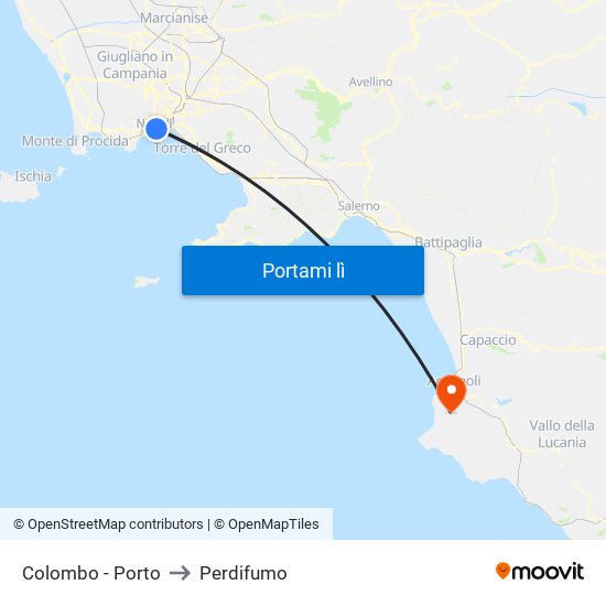 Colombo - Porto to Perdifumo map