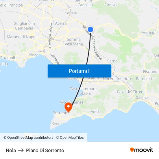 Nola to Piano Di Sorrento map