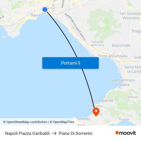 Napoli Piazza Garibaldi to Piano Di Sorrento map