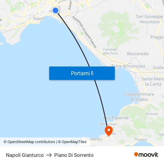 Napoli Gianturco to Piano Di Sorrento map