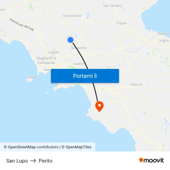 San Lupo to Perito map