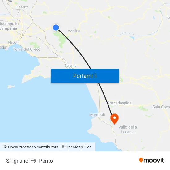 Sirignano to Perito map