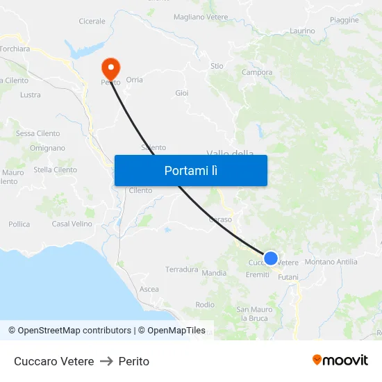 Cuccaro Vetere to Perito map