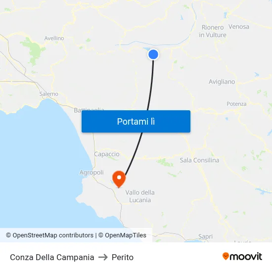 Conza Della Campania to Perito map