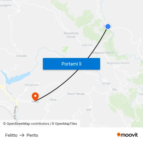 Felitto to Perito map