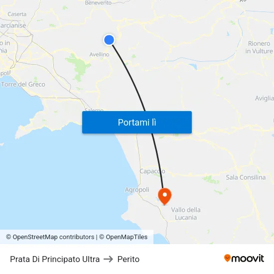 Prata Di Principato Ultra to Perito map