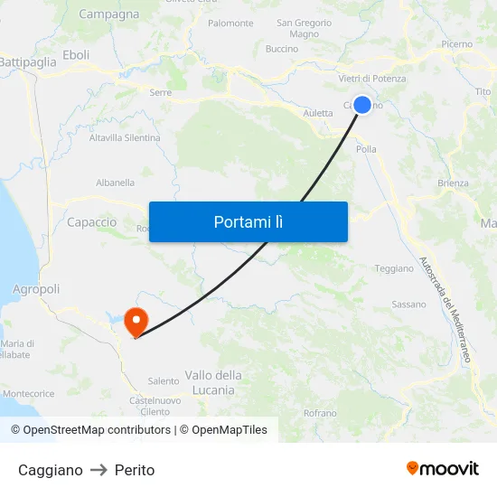 Caggiano to Perito map