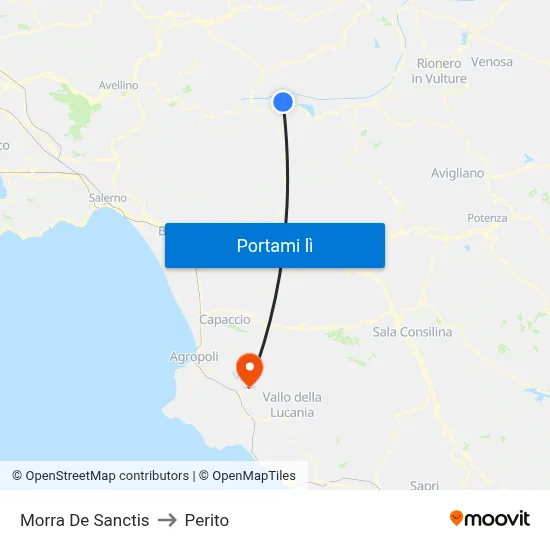 Morra De Sanctis to Perito map