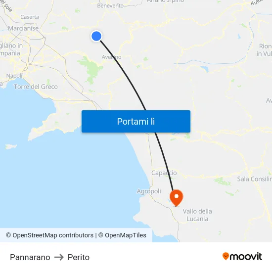 Pannarano to Perito map