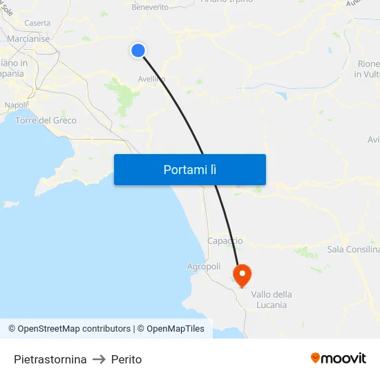 Pietrastornina to Perito map