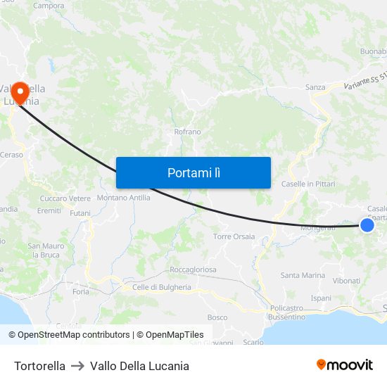 Tortorella to Vallo Della Lucania map