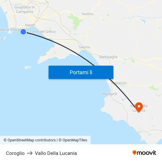 Coroglio to Vallo Della Lucania map