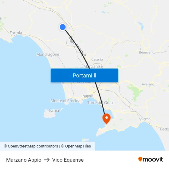 Marzano Appio to Vico Equense map
