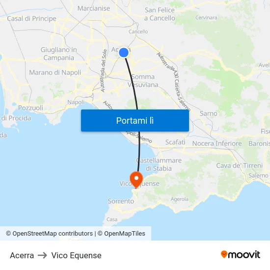 Acerra to Vico Equense map