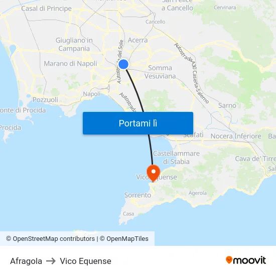 Afragola to Vico Equense map