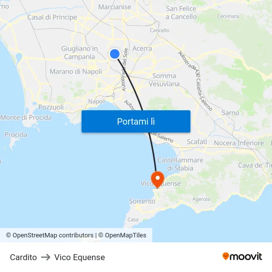 Cardito to Vico Equense map