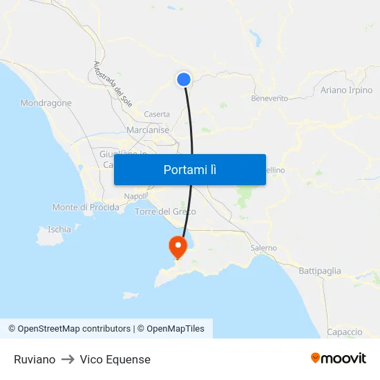 Ruviano to Vico Equense map