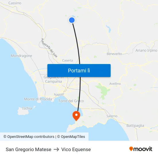San Gregorio Matese to Vico Equense map