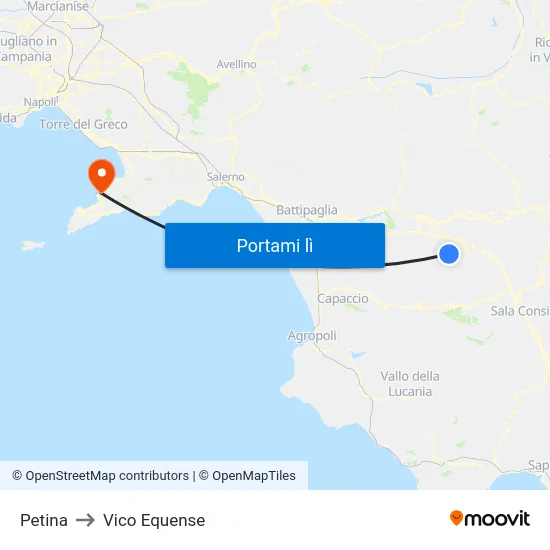 Petina to Vico Equense map