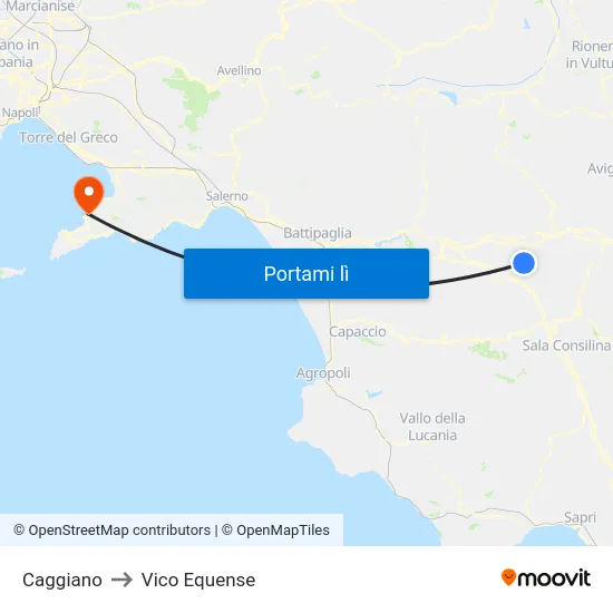 Caggiano to Vico Equense map
