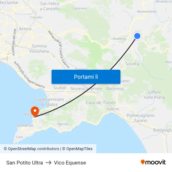 San Potito Ultra to Vico Equense map