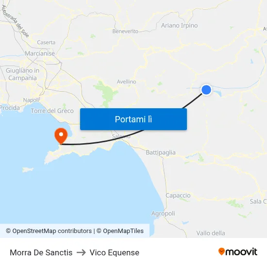 Morra De Sanctis to Vico Equense map