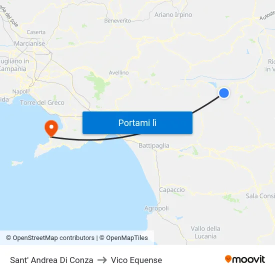 Sant' Andrea Di Conza to Vico Equense map