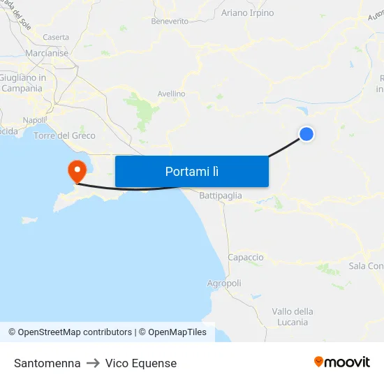 Santomenna to Vico Equense map