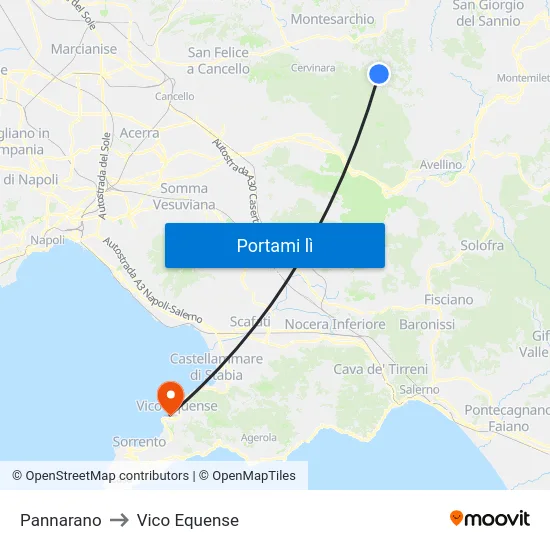 Pannarano to Vico Equense map