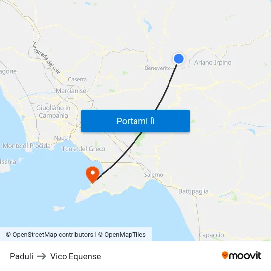 Paduli to Vico Equense map