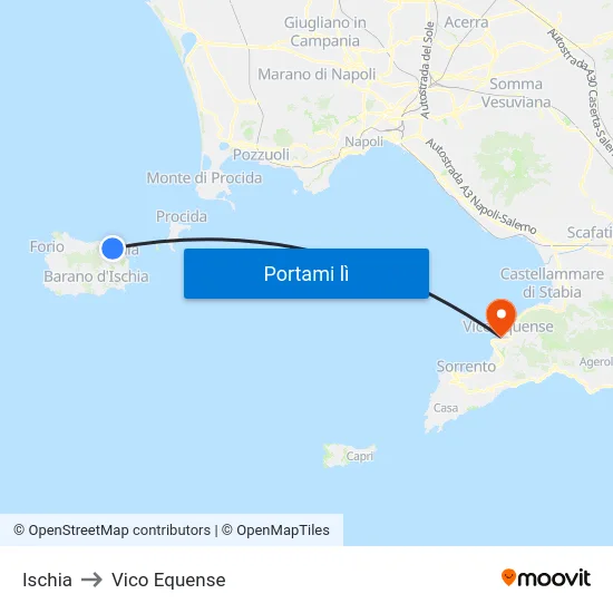 Ischia to Vico Equense map