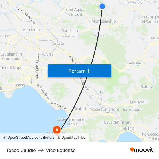 Tocco Caudio to Vico Equense map