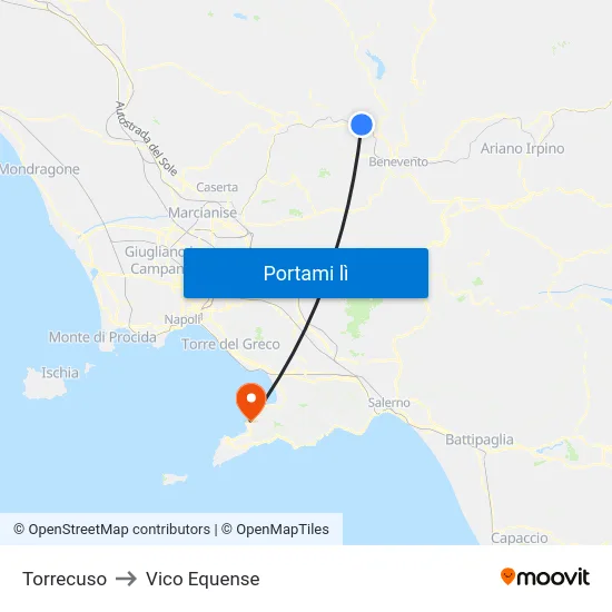 Torrecuso to Vico Equense map