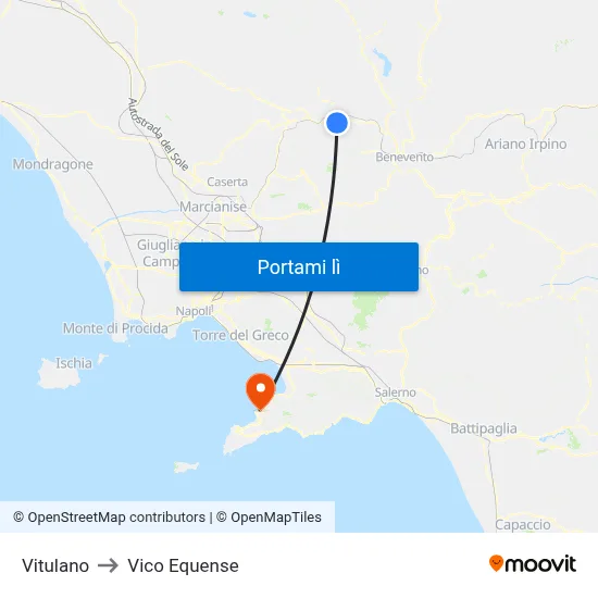 Vitulano to Vico Equense map