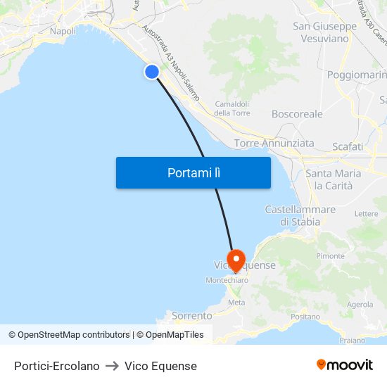 Portici-Ercolano to Vico Equense map