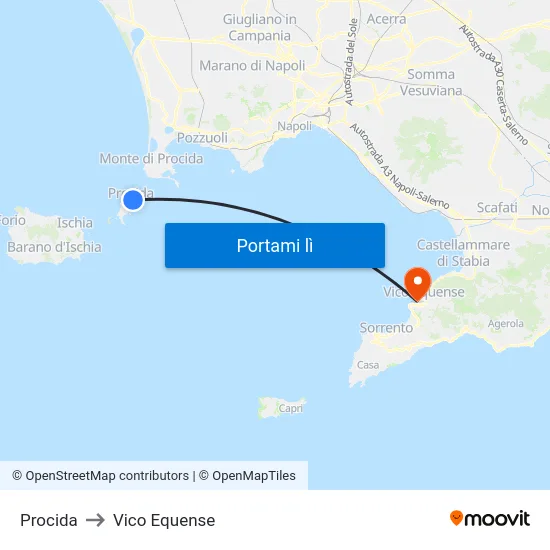 Procida to Vico Equense map