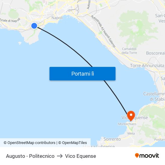 Augusto - Politecnico to Vico Equense map