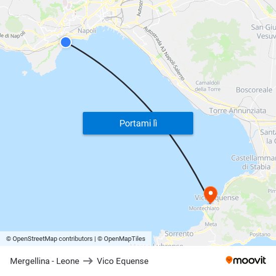 Mergellina - Leone to Vico Equense map