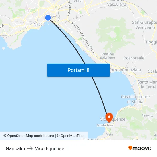 Garibaldi to Vico Equense map